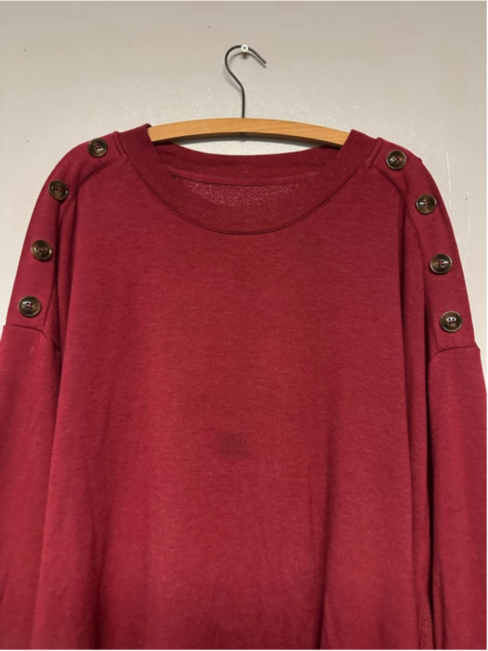 Women's The Sweatshirt Project Red Button Detail Sweatshirt Plus Size 3X - Picture 6 of 9